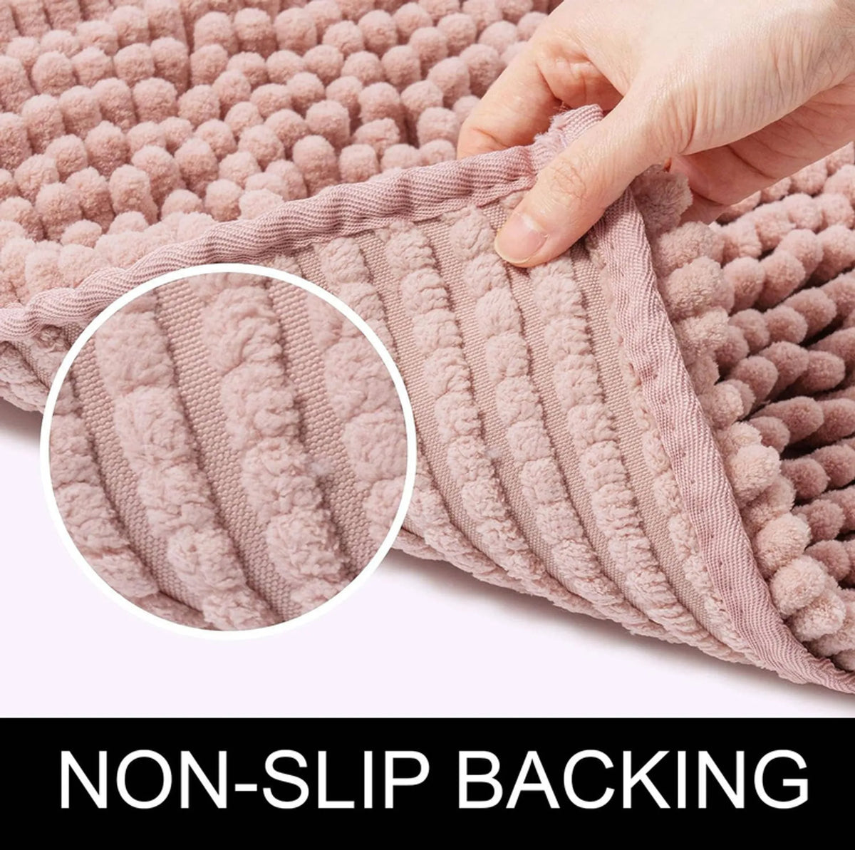 Rose Pink Soft Cozy Chenille Bath Mat Absorbent Bathroom Rug