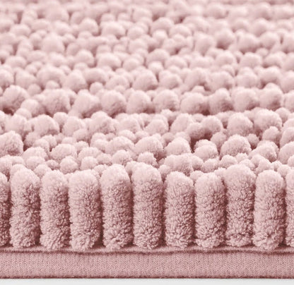 Black 2-Piece Striped Fake Fur Rabbit Bathroom Bath Mat