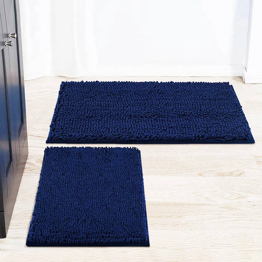 Soft Shag Plush Bathroom Mat & Shower Curtain 15-Piece Set