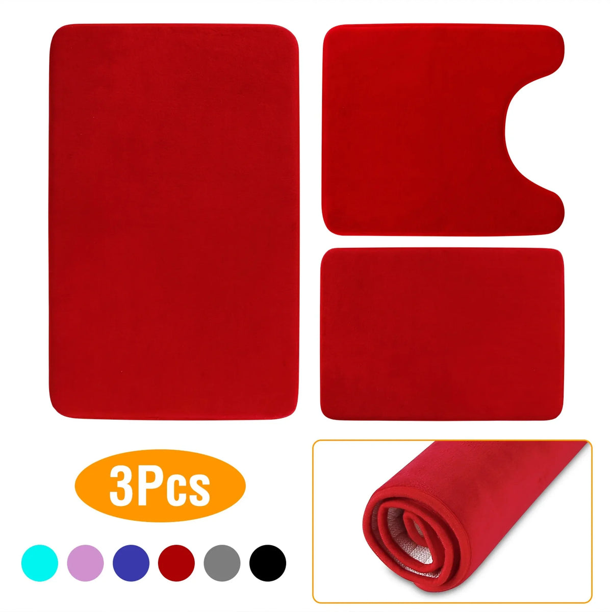 3Pcs Bathroom Rug Set