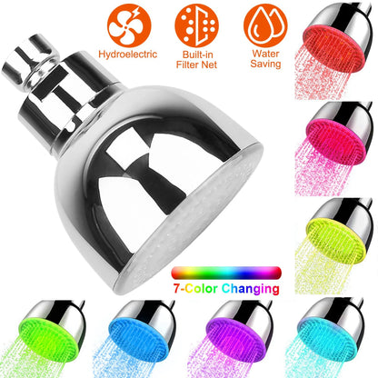 LED Shower Head 7-Color Changing Rainfall Showerhead