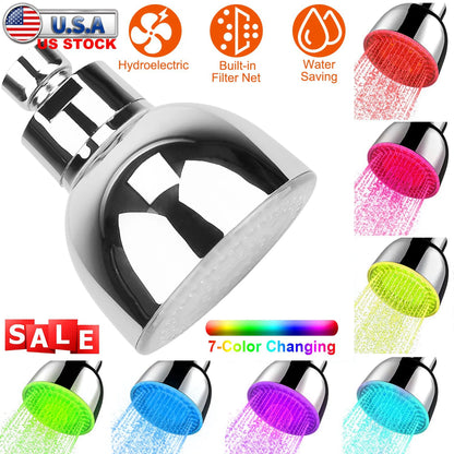 LED Shower Head 7-Color Changing Rainfall Showerhead