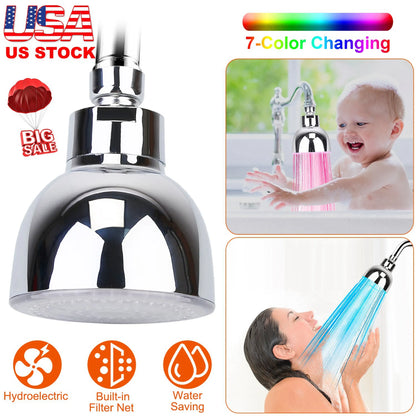 LED Shower Head 7-Color Changing Rainfall Showerhead