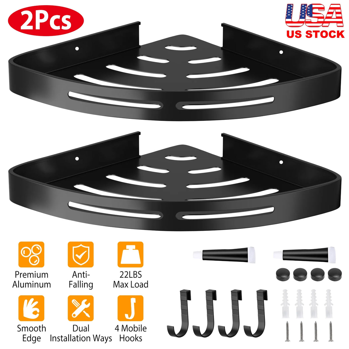 2-Piece Adhesive Corner Shower Caddy Shelf Set