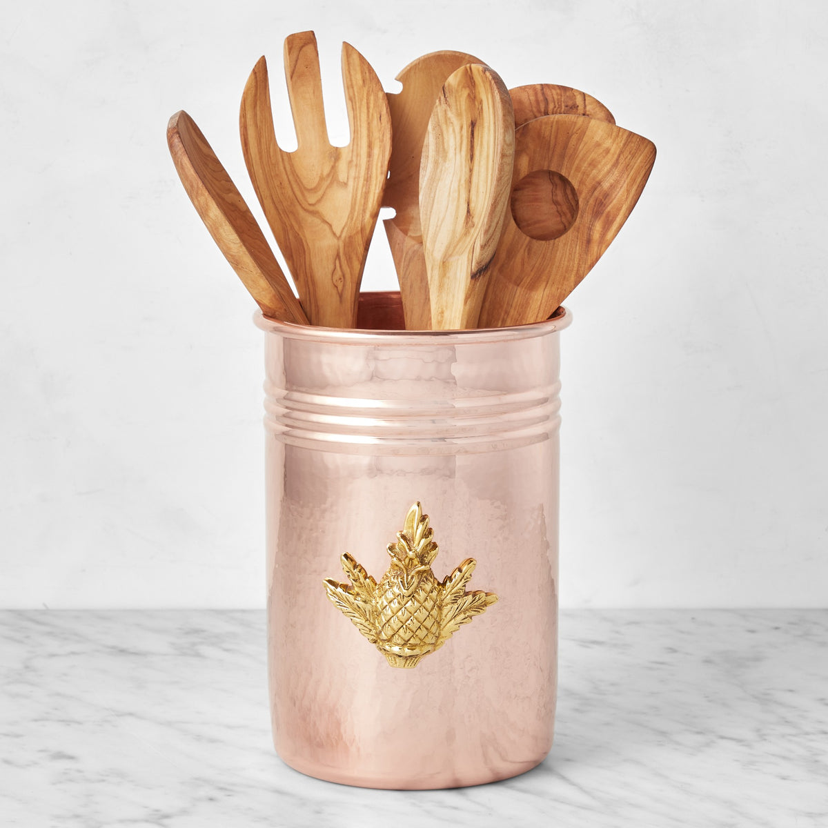 Ruffoni Olivewood Utensils with Utensil Holder, Set of 6