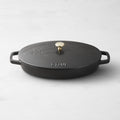 Staub Enameled Cast Iron Oval Gratin with Sea Bass Embossed Lid, 2.25 Qt.