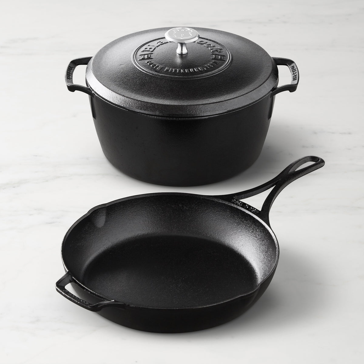 Lodge Blacklock Triple Seasoned Cast Iron Dutch Oven and Skillet 3-Piece Set