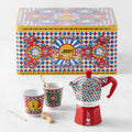 Bialetti Moka Dolce &amp; Gabbana 2-Cup + 2 Espresso Cups &amp; Stirrers Gift Set, Carretto