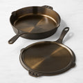 Smithey Seasoned Cast Iron Flat Top Griddle &amp; Skillet Set, 12"