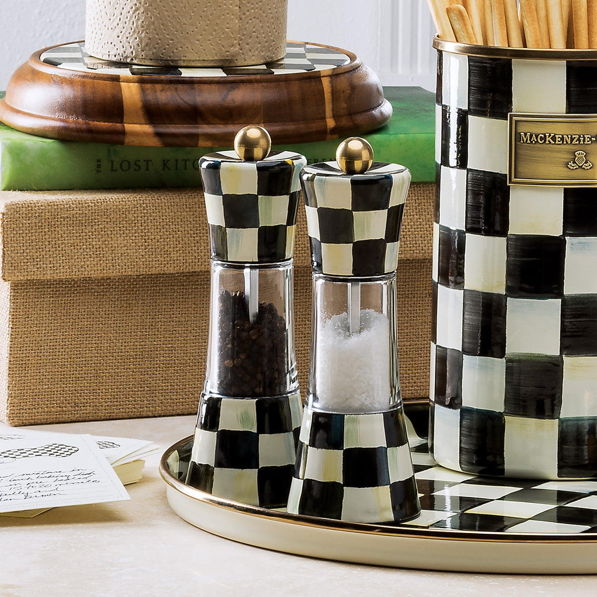 MacKenzie-Childs Courtly Check Salt &amp; Pepper Mills, 7"