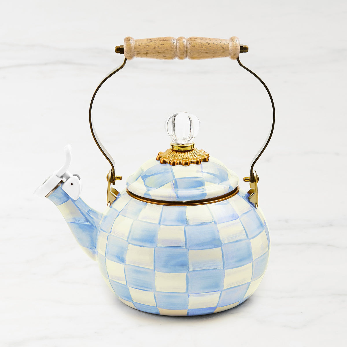 MacKenzie-Childs Sky Check Whistling Tea Kettle