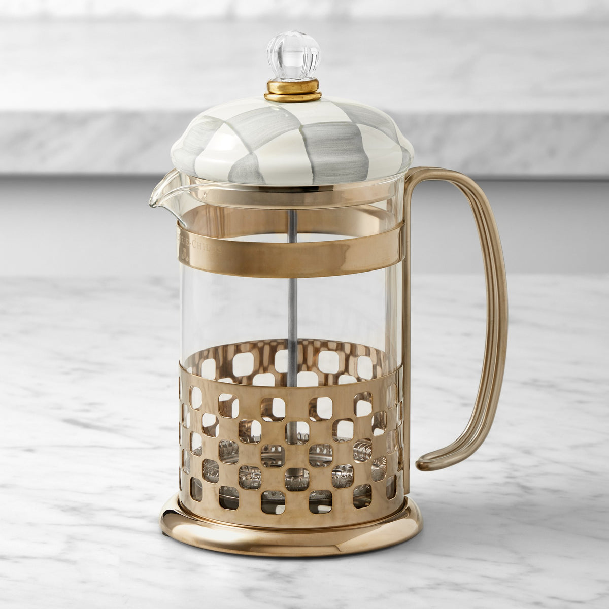 MacKenzie-Childs Sterling Check French Press