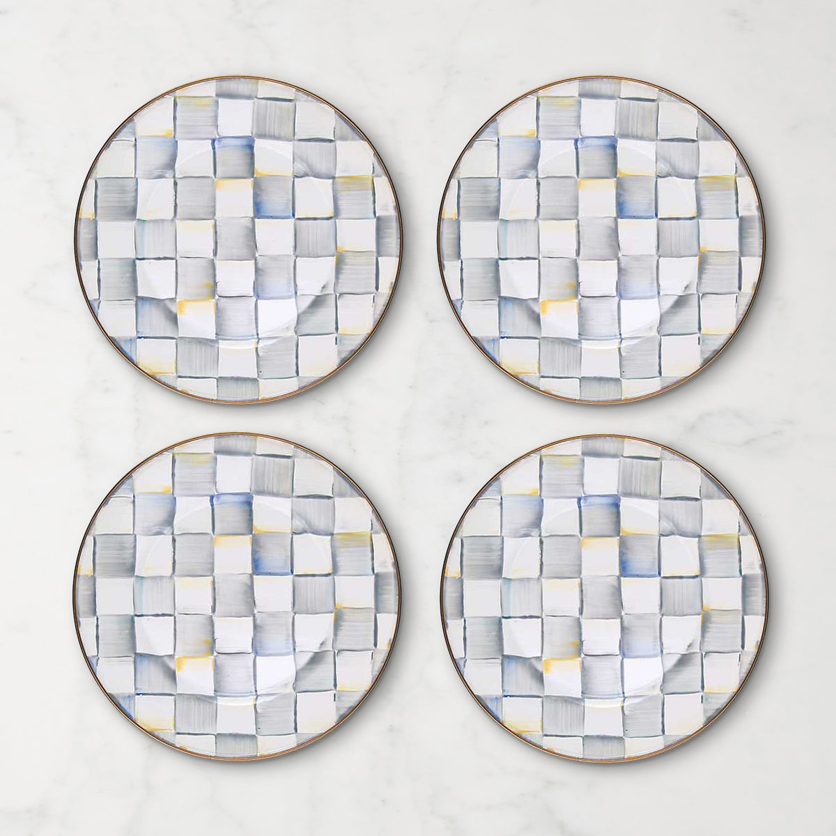MacKenzie-Childs Sterling Check Dinner Plates