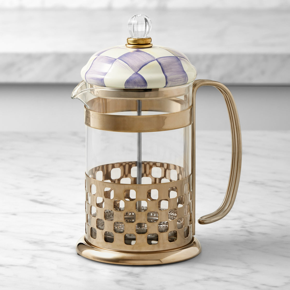 MacKenzie-Childs Violet Check French Press