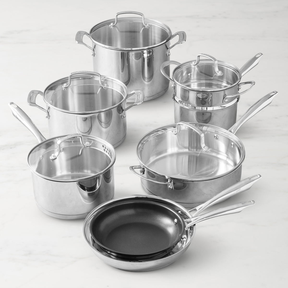 Cuisinart Professional Series Stainless-Steel Ceramic Nonstick Mixed Material 13-Piece Cookware Set