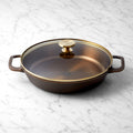 Smithey Seasoned Cast Iron Dual Handle Skillet with Lid