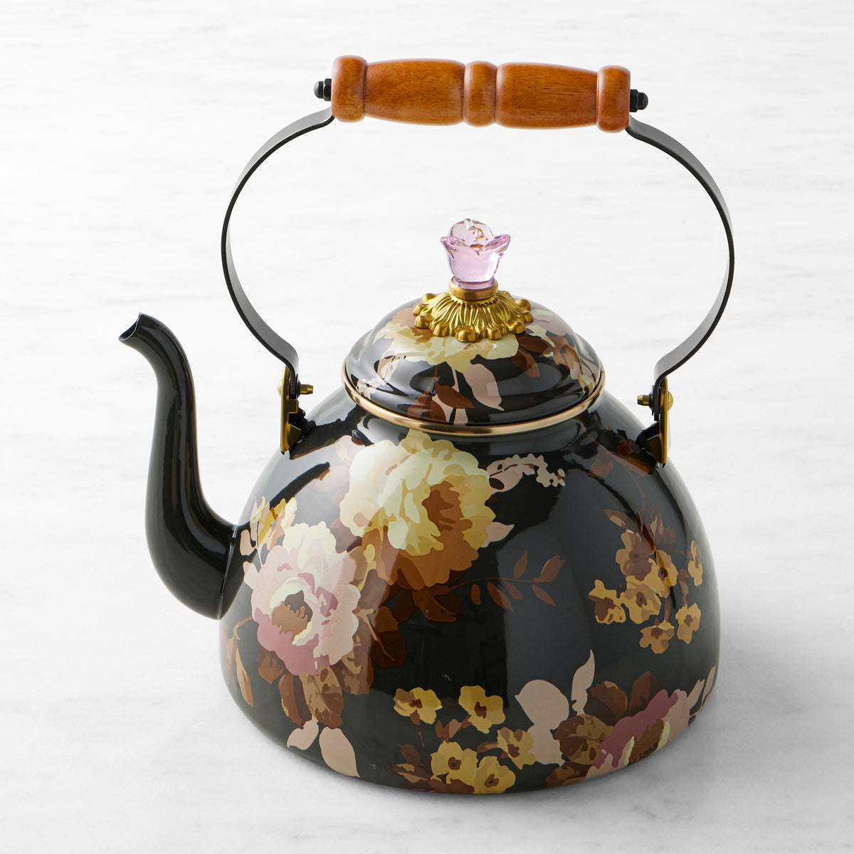 MacKenzie-Childs Wild Rose Mocha Tea Kettle