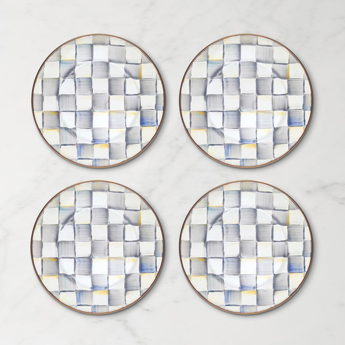 MacKenzie-Childs Sterling Check Salad Plates