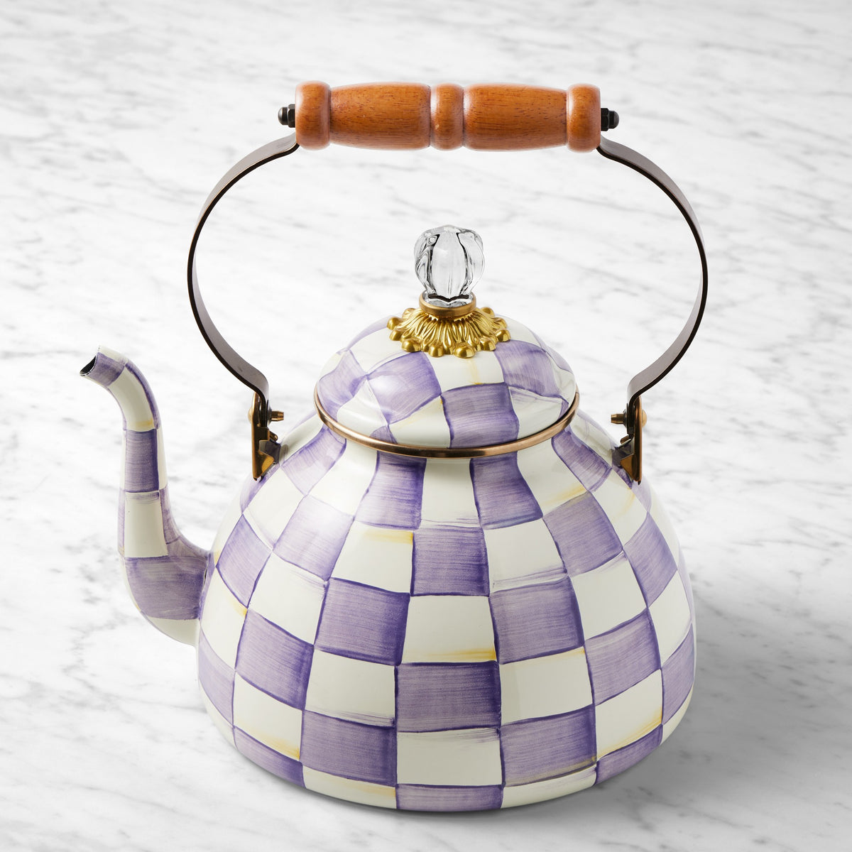 MacKenzie-Childs Violet Check Tea Kettle