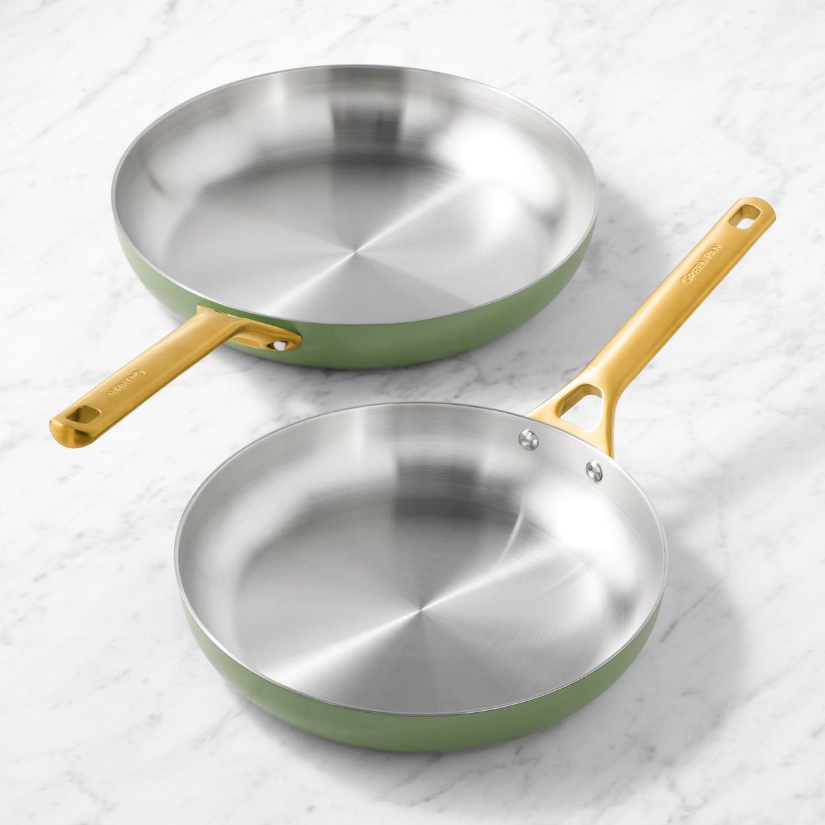 GreenPan Reserve Pro Stainless-Steel Color Series Fry Pan Set, 10" &amp; 12"