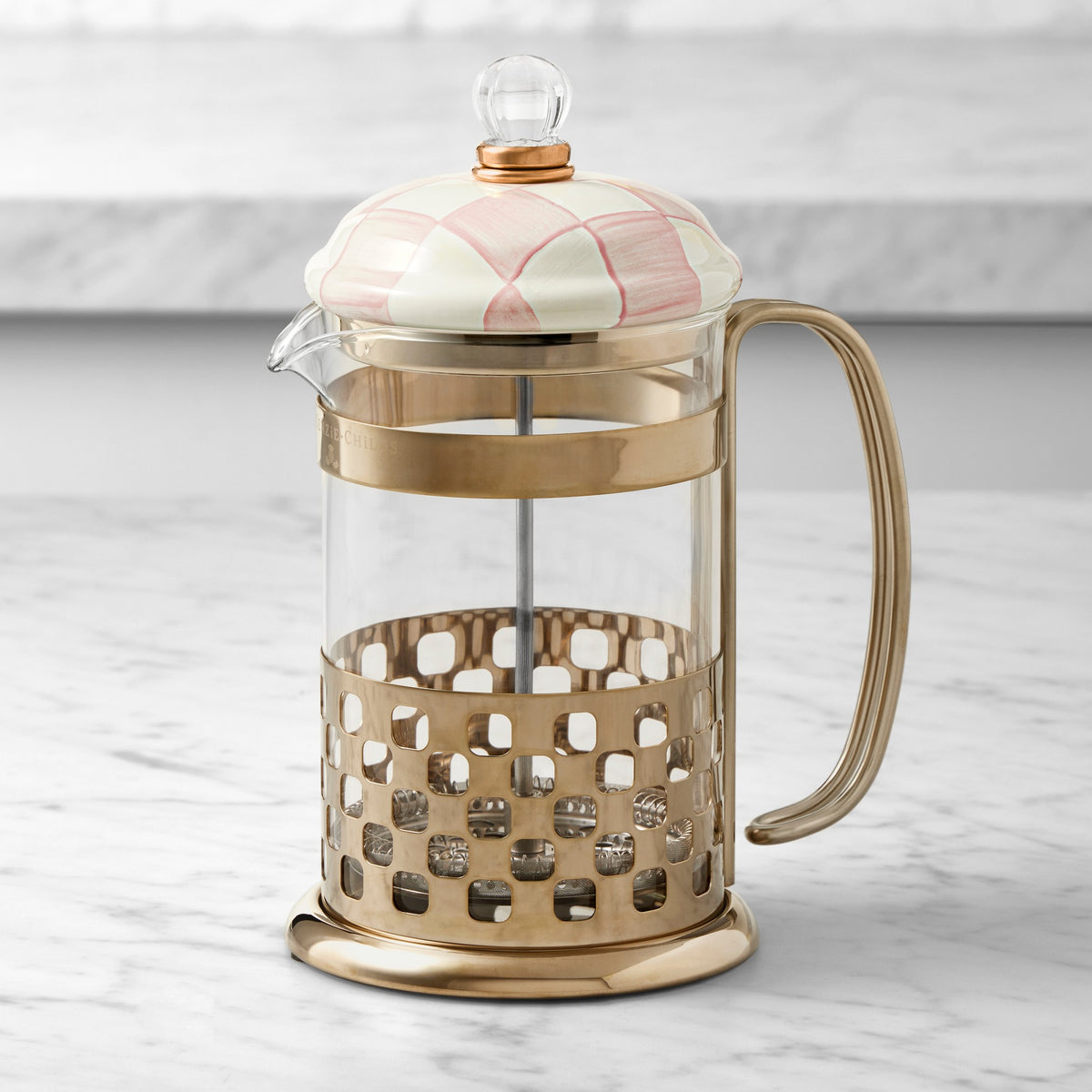 MacKenzie-Childs Rosy Check French Press