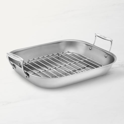 All-Clad D3 Stainless-Steel Flared Roasting Pan with Rack