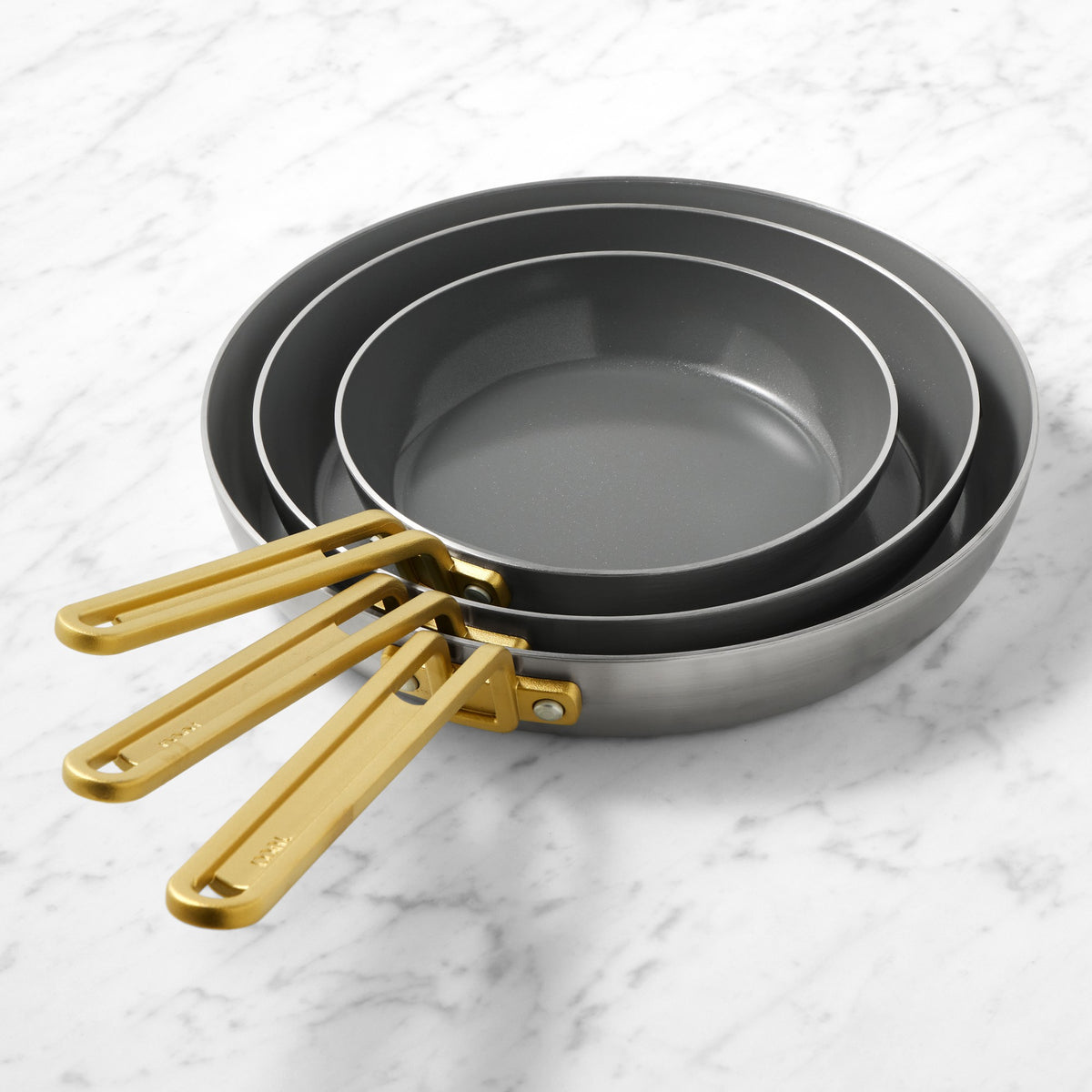 GreenPan Stanley Tucci Stainless-Steel Ceramic Nonstick Fry Pans, Set of 3