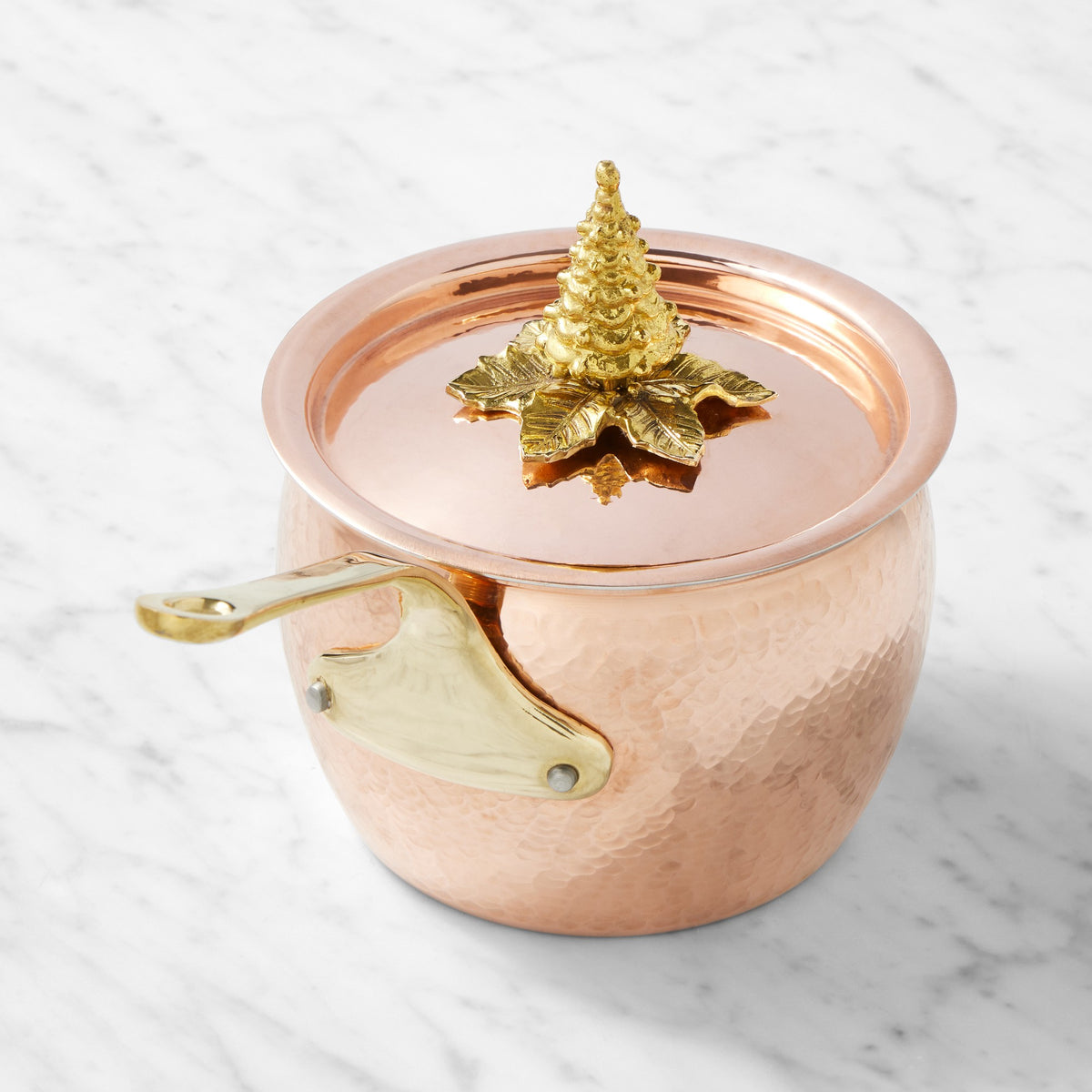 Ruffoni Historia Hammered Copper Saucepan with Tree Knob, 1.8-Qt.